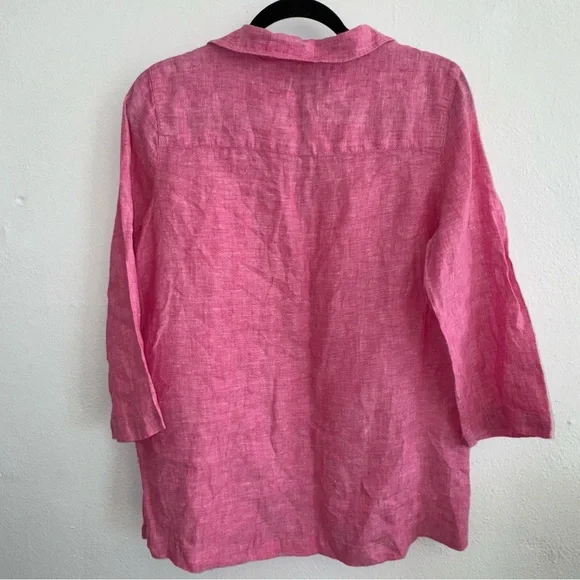 (I)  Tahari Linen Pullover Tunic Blouse - Picture 3 of 10